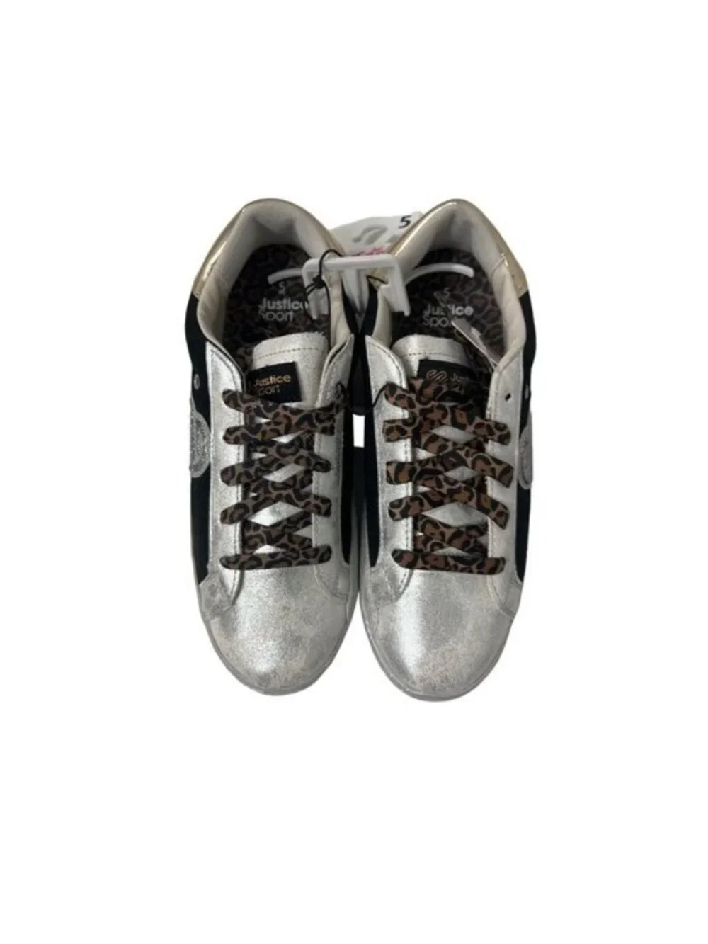 Justice Sport Metallic Silver & Black Sneakers